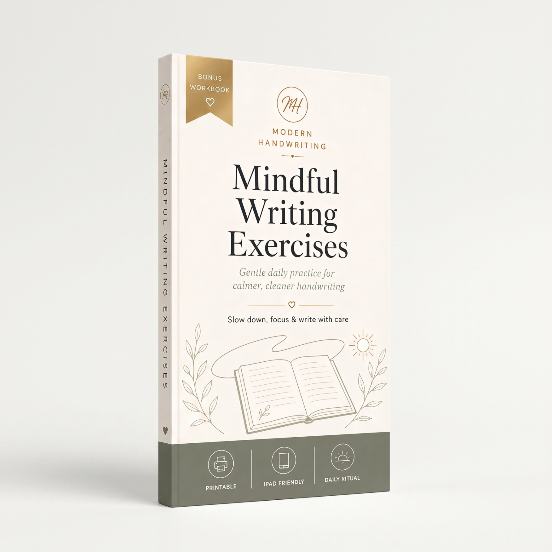 Mindful writing exercise sheet with candle
