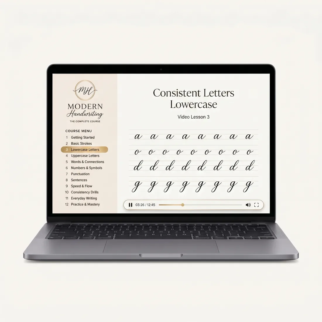 Handwriting video course on tablet