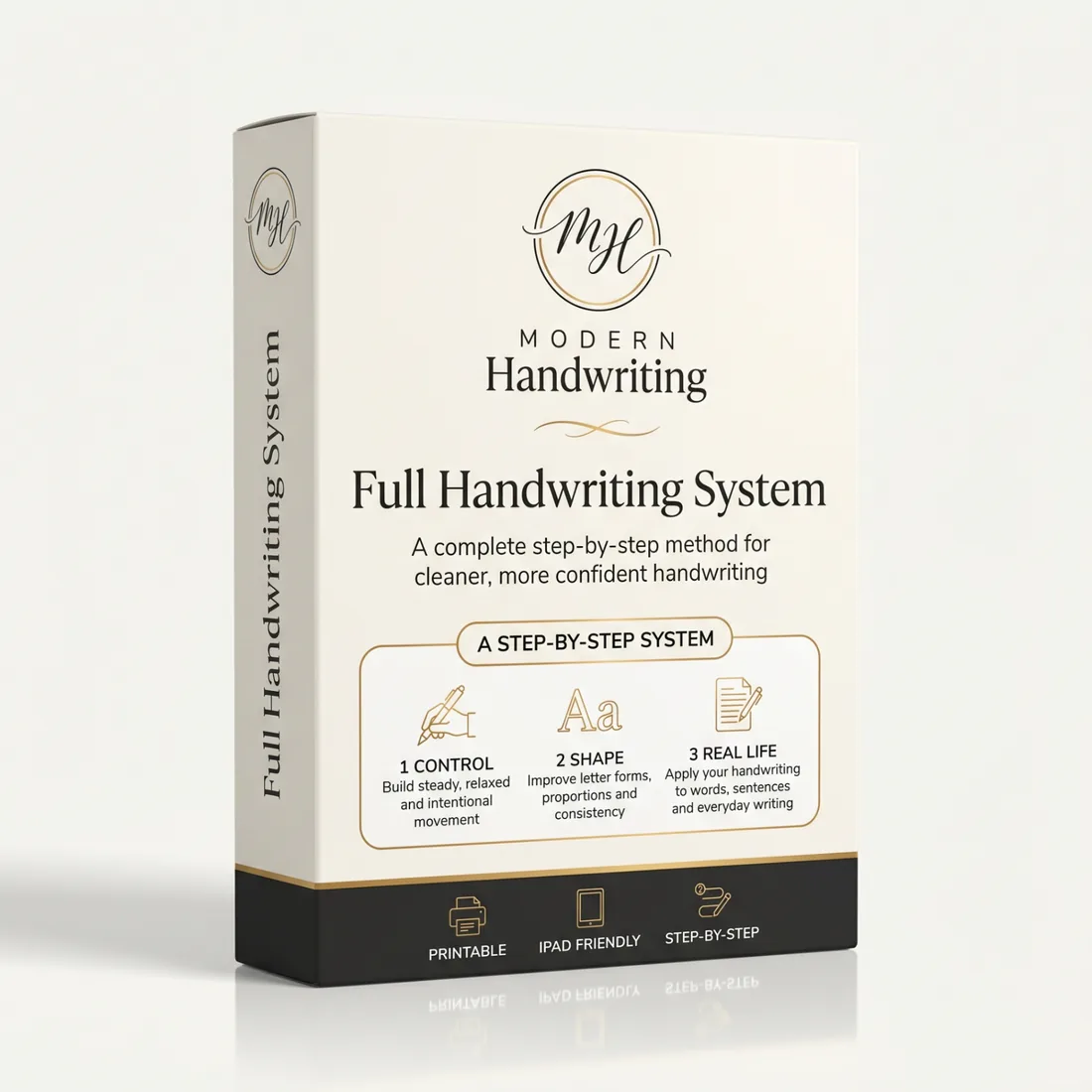 Open handwriting system workbook with alphabet practice