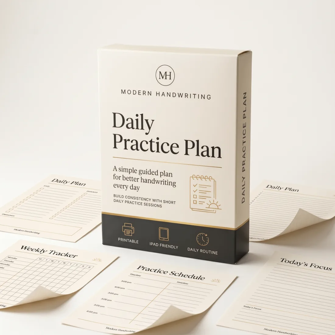 30-day handwriting practice calendar with coffee mug
